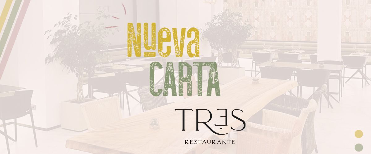 Imagen del restaurante con el texto Nueva Carta Tr3s